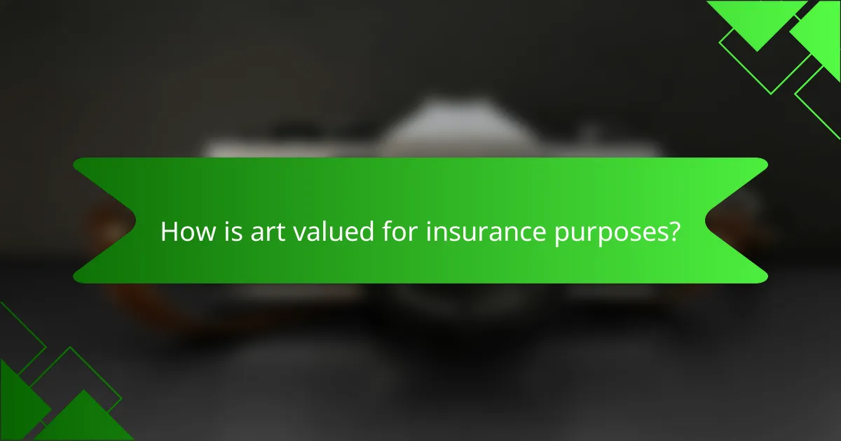 How is art valued for insurance purposes?