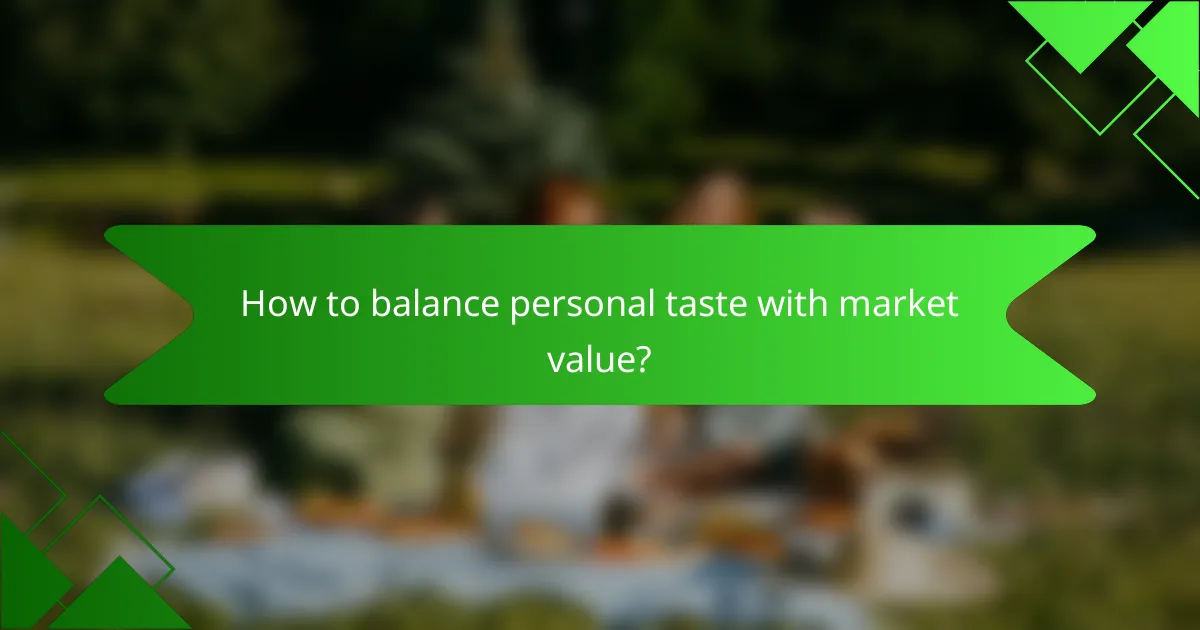 How to balance personal taste with market value?